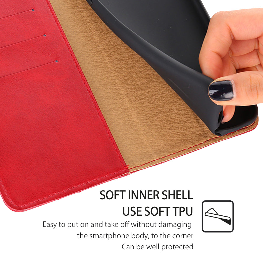 Uniqkart for Xiaomi Redmi Note 12S 4G Anti-Scratch Wallet Stand PU Leather Shell Triangle Stitching Line Phone Case - Red