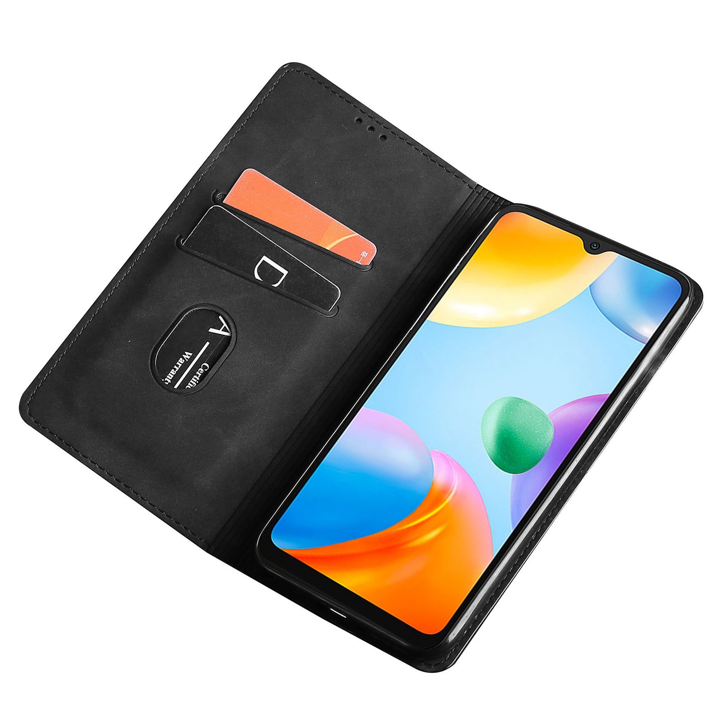 Uniqkart for Xiaomi Redmi Note 12S 4G Skin-touch Flip Stand Phone Case Card Holder PU Leather Smartphone Cover - Black