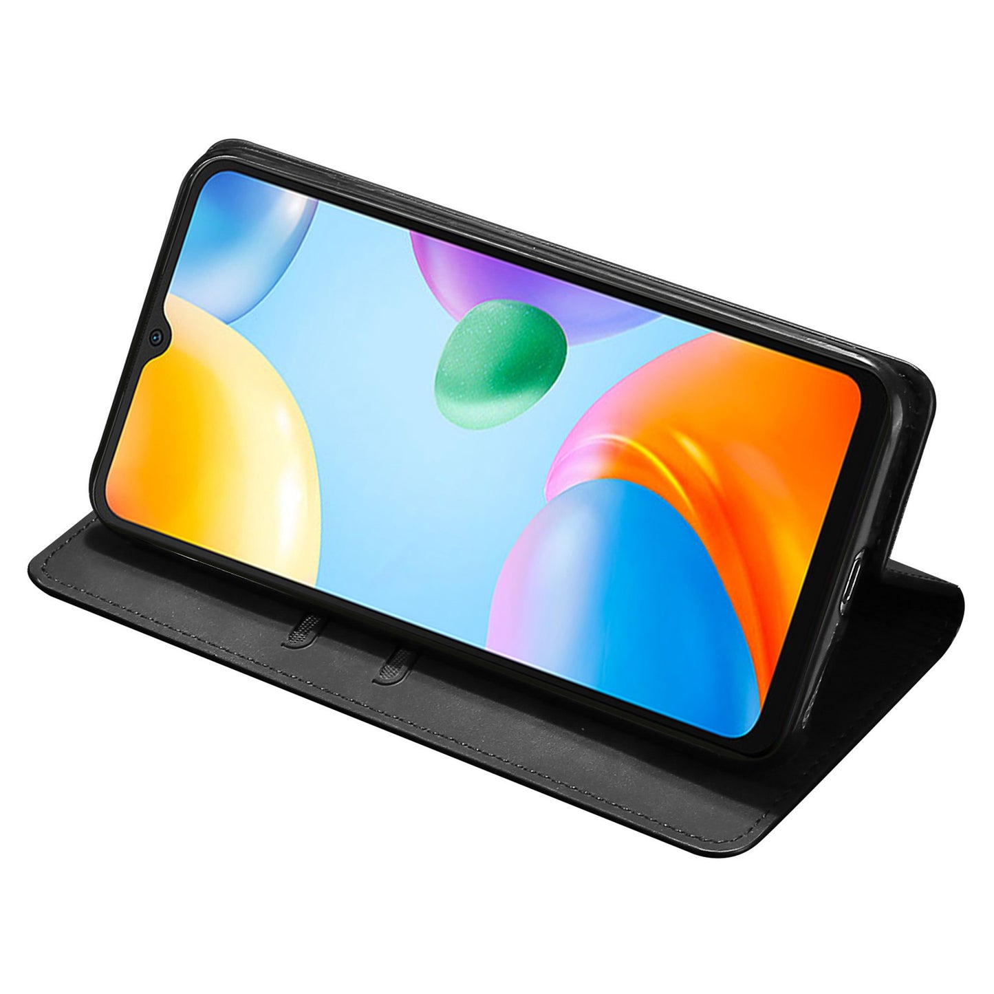 Uniqkart for Xiaomi Redmi Note 12S 4G Skin-touch Flip Stand Phone Case Card Holder PU Leather Smartphone Cover - Black