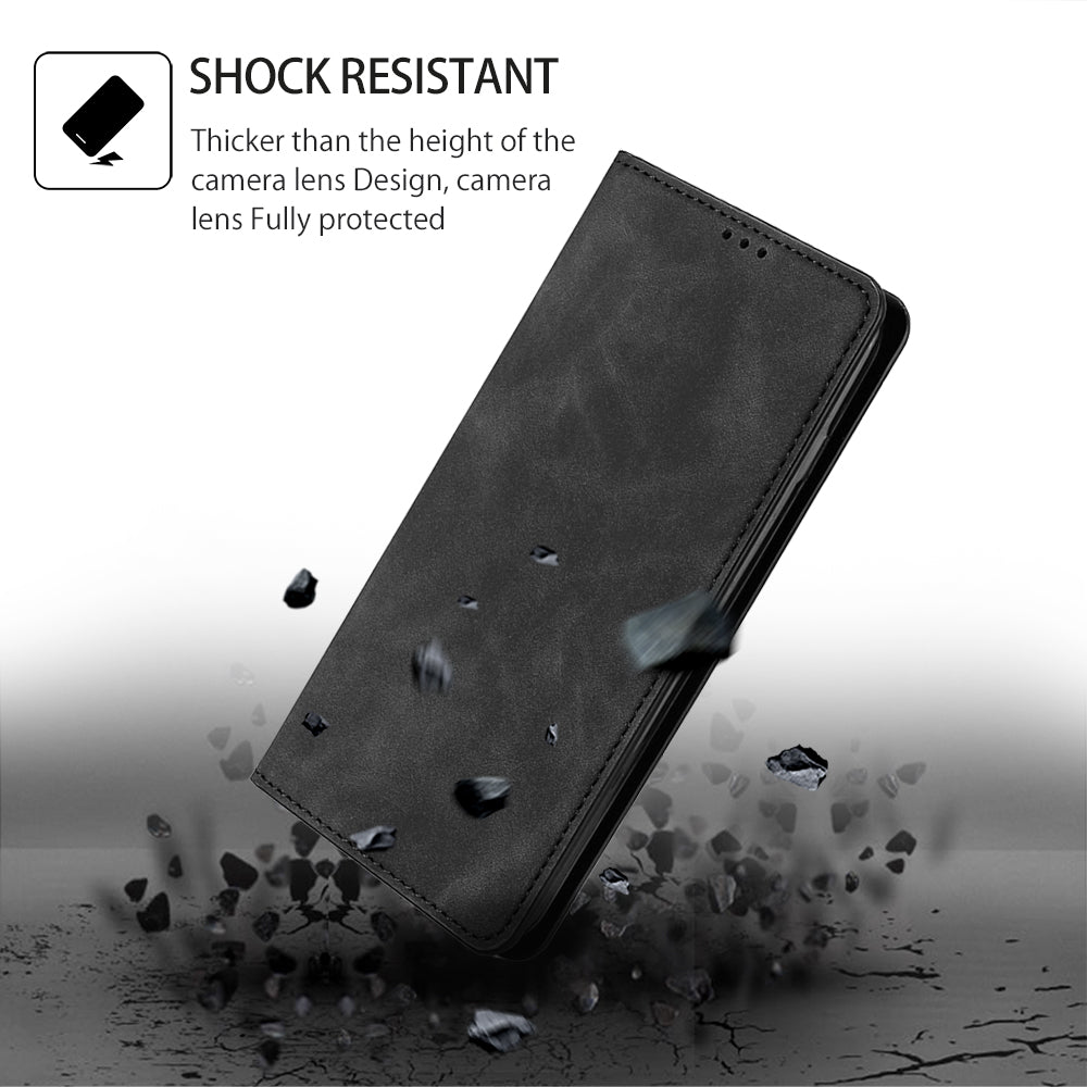 Uniqkart for Xiaomi Redmi Note 12S 4G Skin-touch Flip Stand Phone Case Card Holder PU Leather Smartphone Cover - Black