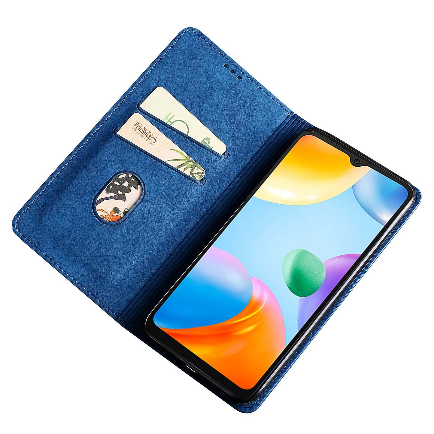 Uniqkart for Xiaomi Redmi Note 12S 4G Skin-touch Flip Stand Phone Case Card Holder PU Leather Smartphone Cover - Blue