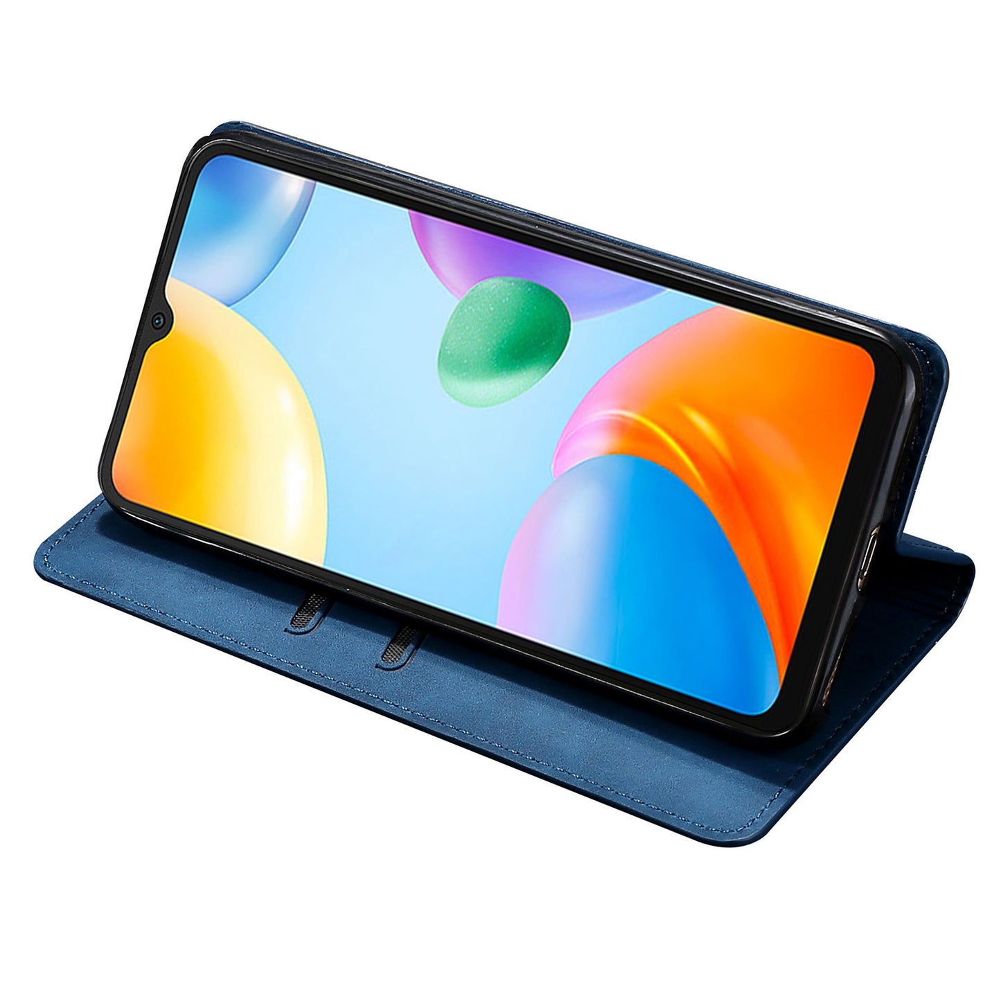 Uniqkart for Xiaomi Redmi Note 12S 4G Skin-touch Flip Stand Phone Case Card Holder PU Leather Smartphone Cover - Blue