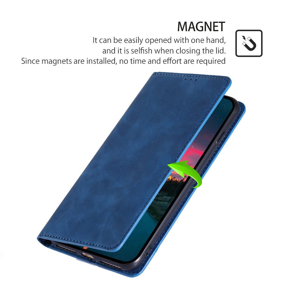 Uniqkart for Xiaomi Redmi Note 12S 4G Skin-touch Flip Stand Phone Case Card Holder PU Leather Smartphone Cover - Blue