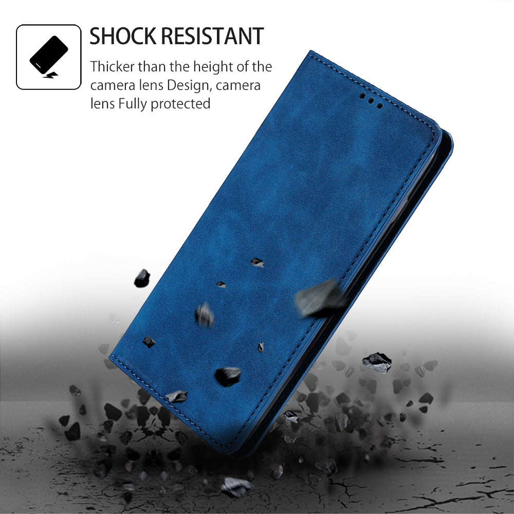 Uniqkart for Xiaomi Redmi Note 12S 4G Skin-touch Flip Stand Phone Case Card Holder PU Leather Smartphone Cover - Blue