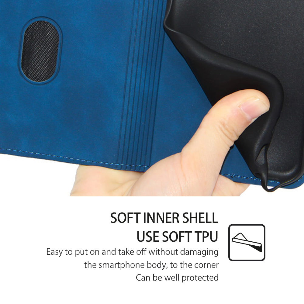 Uniqkart for Xiaomi Redmi Note 12S 4G Skin-touch Flip Stand Phone Case Card Holder PU Leather Smartphone Cover - Blue