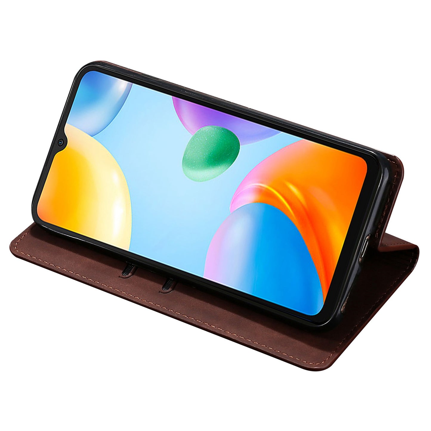 Uniqkart for Xiaomi Redmi Note 12S 4G Skin-touch Flip Stand Phone Case Card Holder PU Leather Smartphone Cover - Dark Brown