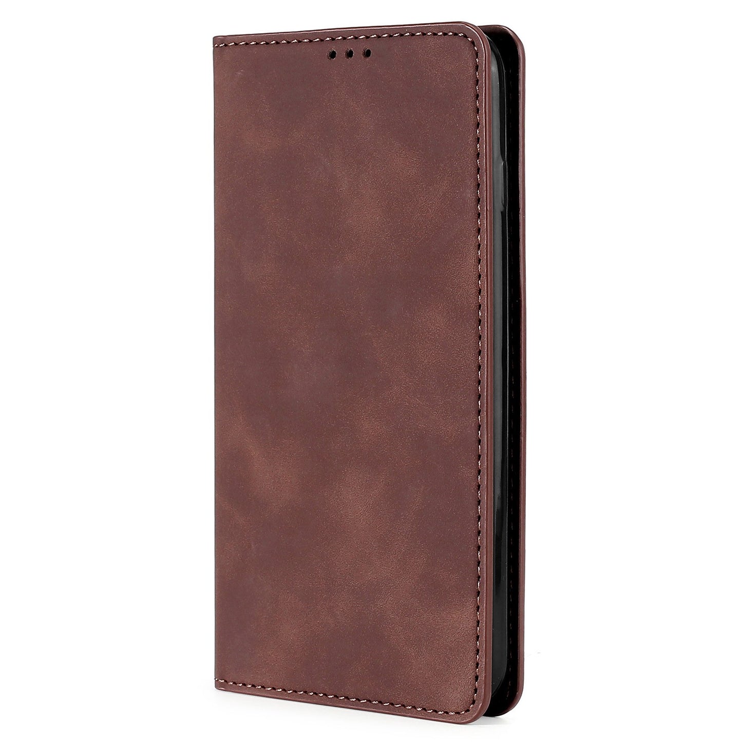 Uniqkart for Xiaomi Redmi Note 12S 4G Skin-touch Flip Stand Phone Case Card Holder PU Leather Smartphone Cover - Dark Brown