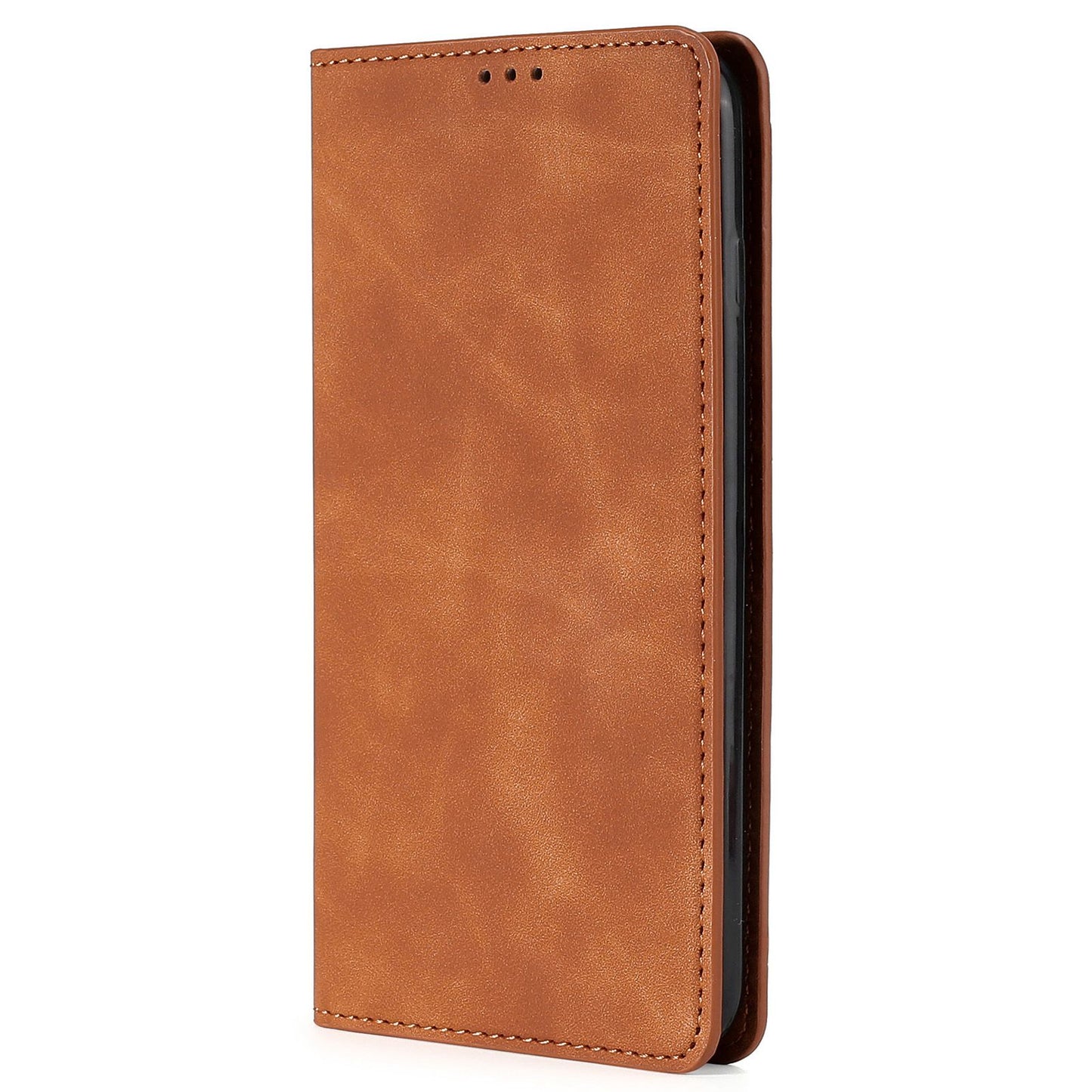 Uniqkart for Xiaomi Redmi Note 12S 4G Skin-touch Flip Stand Phone Case Card Holder PU Leather Smartphone Cover - Light Brown