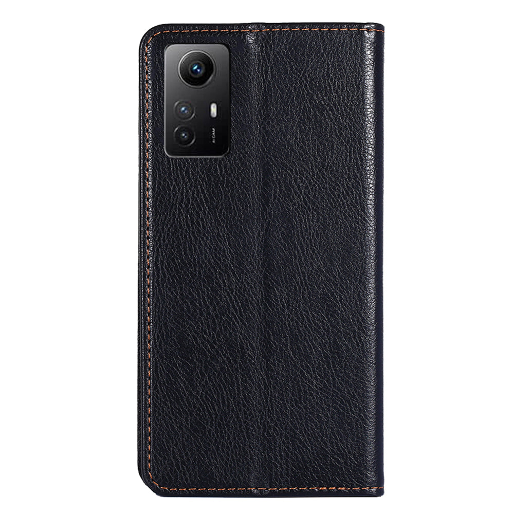 Uniqkart for Xiaomi Redmi Note 12S 4G Magnetic Phone Case Stand Wallet PU Leather + TPU Phone Shell Cover - Black