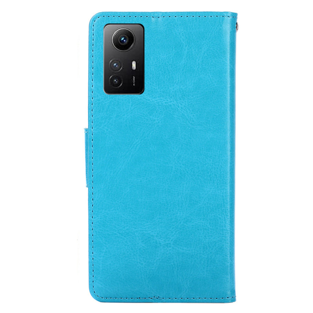 Uniqkart for Xiaomi Redmi Note 12S 4G Strong Magnetic Closure Phone Case Textured PU Leather Wallet Stand Cover - Baby Blue