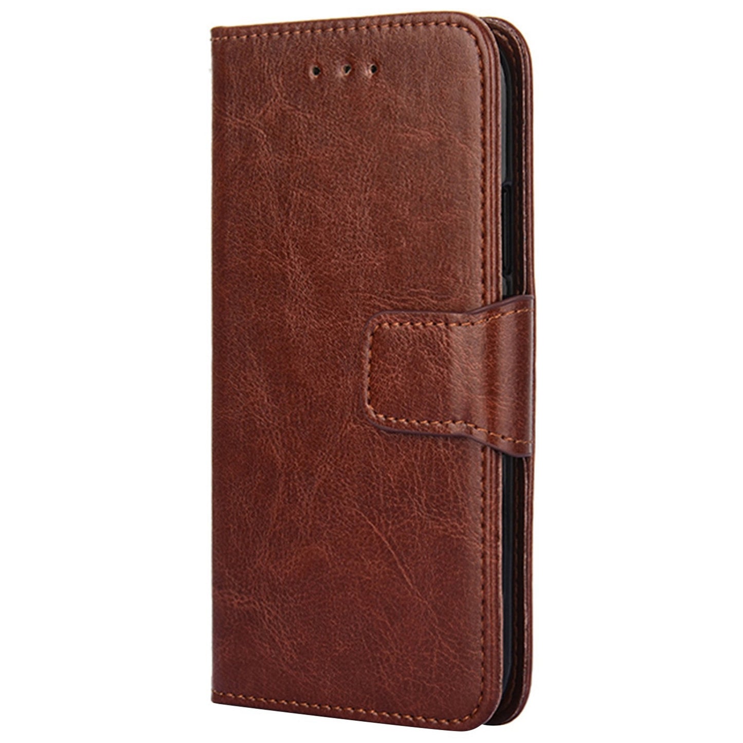 Uniqkart for Xiaomi Redmi Note 12S 4G Strong Magnetic Closure Phone Case Textured PU Leather Wallet Stand Cover - Brown
