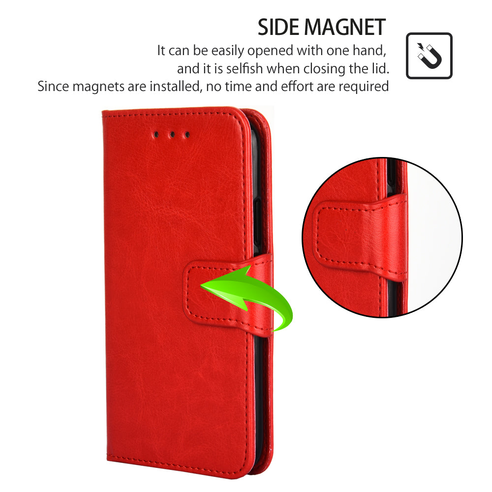 Uniqkart for Xiaomi Redmi Note 12S 4G Strong Magnetic Closure Phone Case Textured PU Leather Wallet Stand Cover - Red