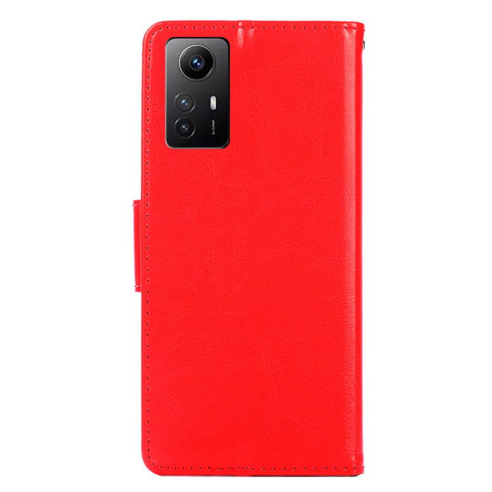 Uniqkart for Xiaomi Redmi Note 12S 4G Strong Magnetic Closure Phone Case Textured PU Leather Wallet Stand Cover - Red