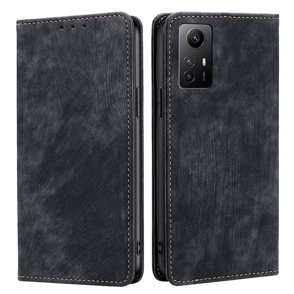 Uniqkart for Xiaomi Redmi Note 12S 4G RFID Blocking Stand Wallet Case PU Leather Shockproof Phone Cover - Black