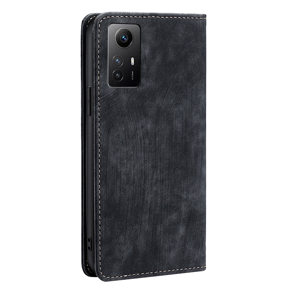 Uniqkart for Xiaomi Redmi Note 12S 4G RFID Blocking Stand Wallet Case PU Leather Shockproof Phone Cover - Black