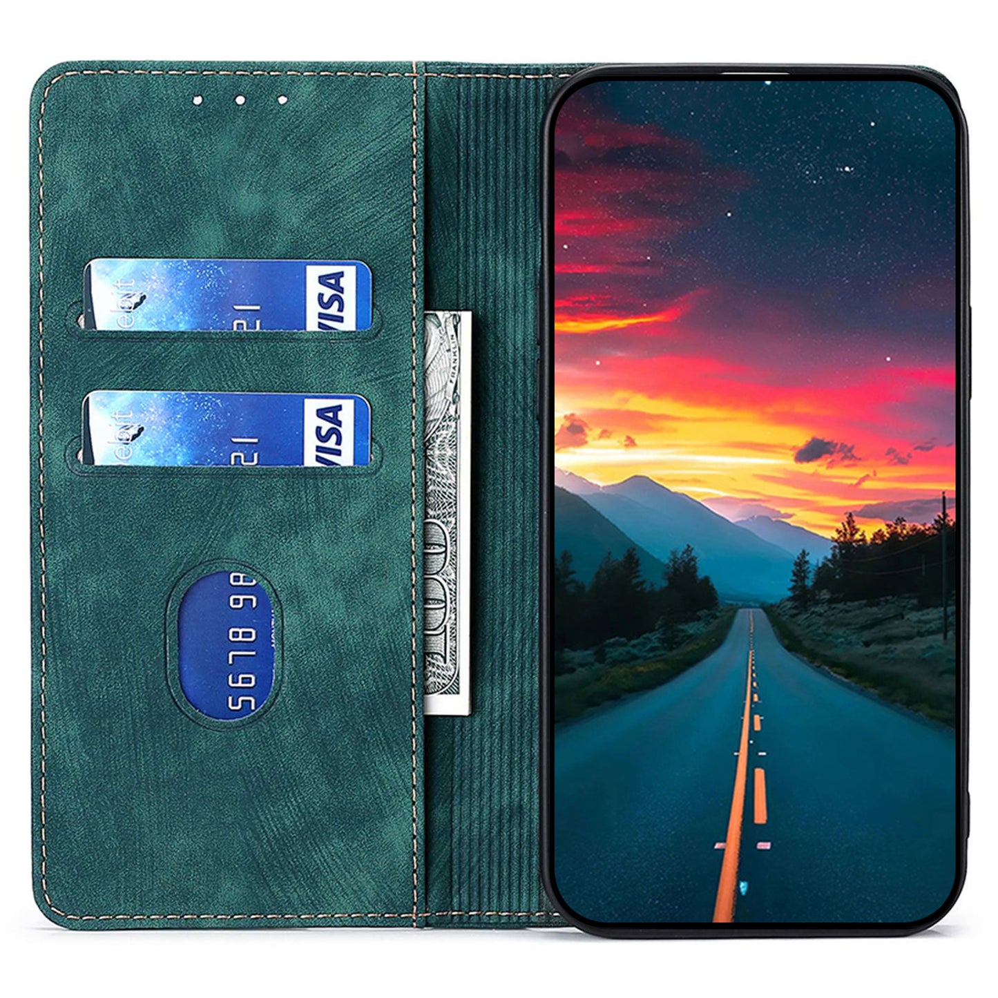 Uniqkart for Xiaomi Redmi Note 12S 4G RFID Blocking Stand Wallet Case PU Leather Shockproof Phone Cover - Green