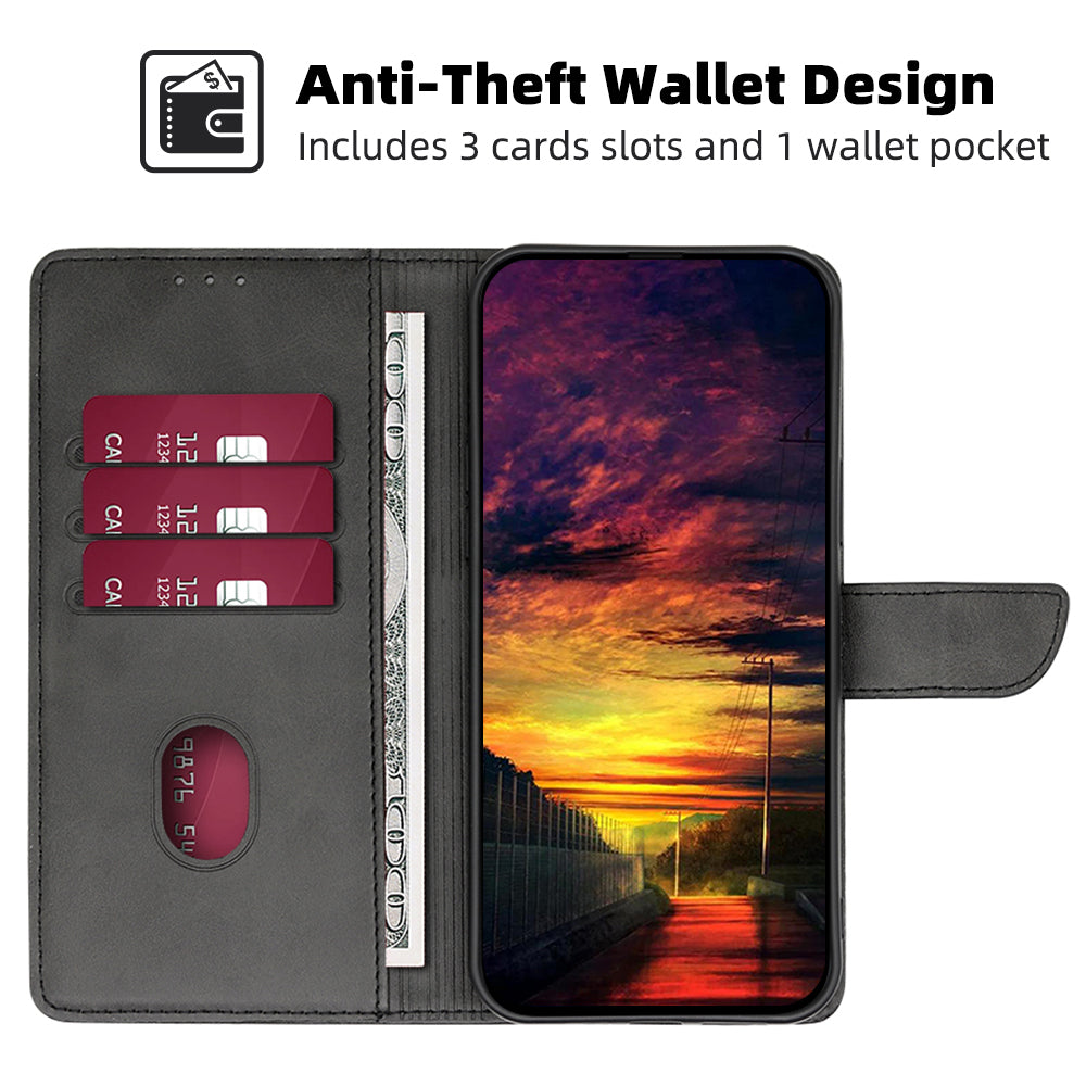 Uniqkart for Xiaomi Redmi Note 12S 4G Flip Stand PU Leather Wallet Case Calf Texture Phone Cover - Black