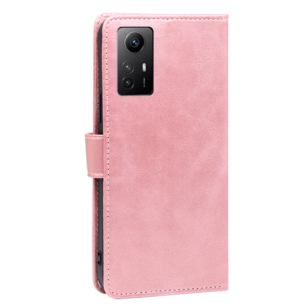 Uniqkart for Xiaomi Redmi Note 12S 4G Flip Stand PU Leather Wallet Case Calf Texture Phone Cover - Rose Gold