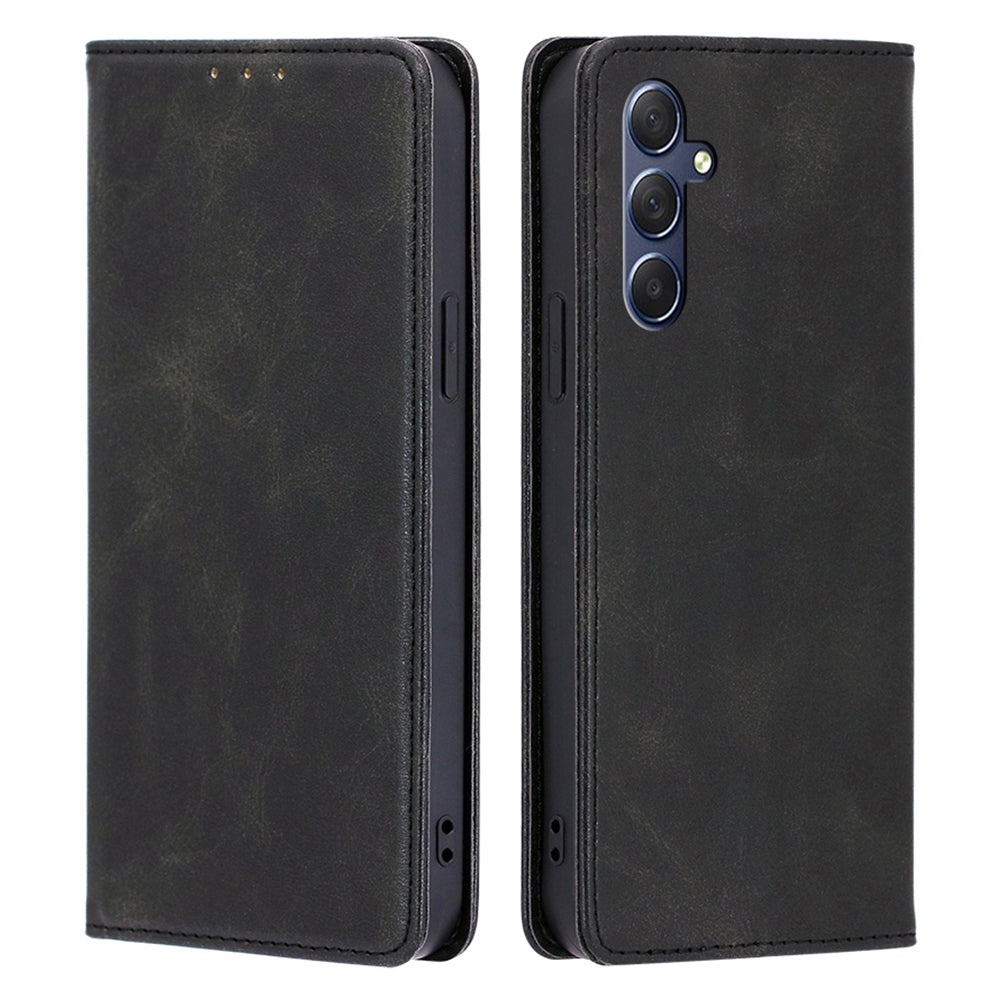 Uniqkart for Samsung Galaxy M54 5G / F54 5G Calf Texture Leather Cover Stand Wallet Phone Case - Black