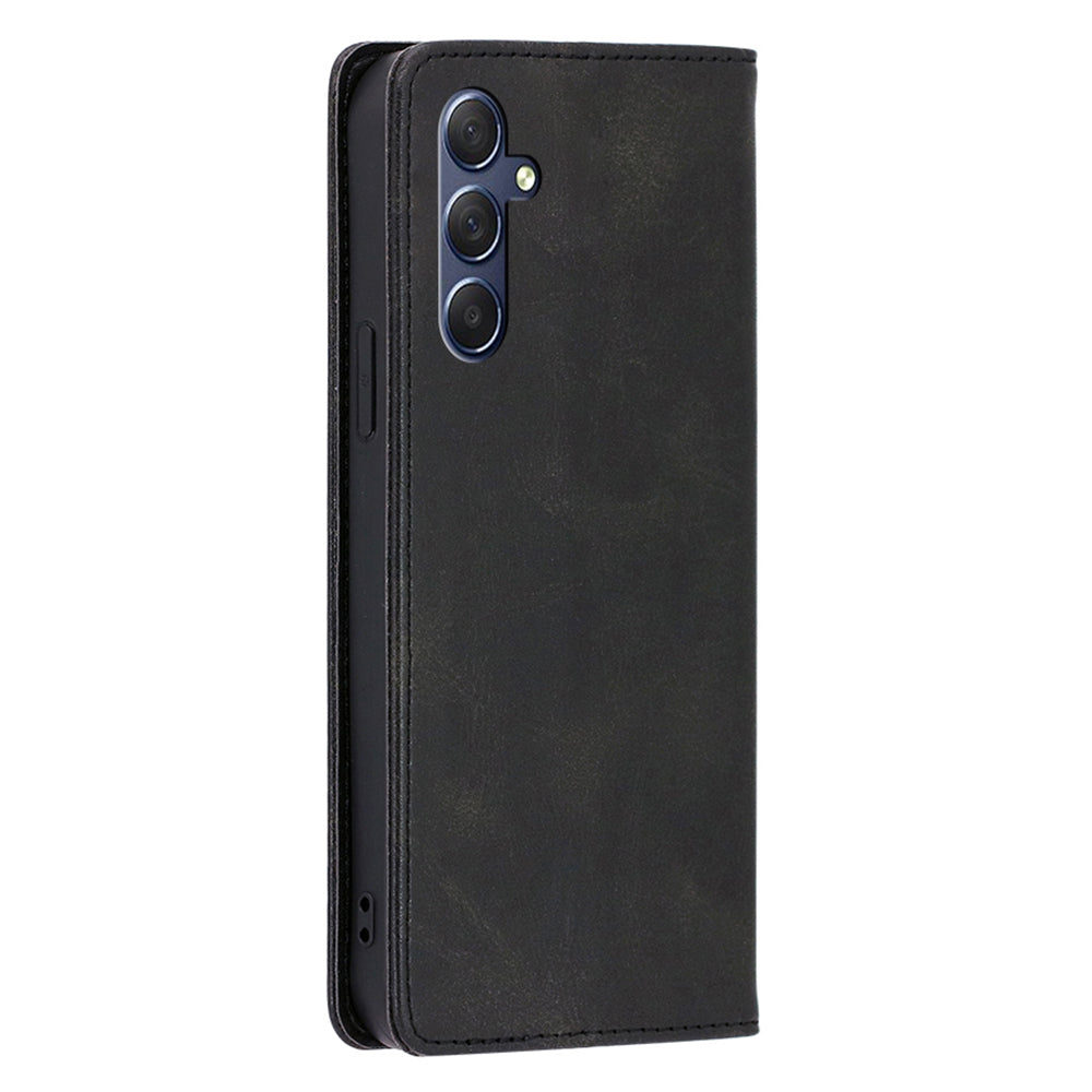 Uniqkart for Samsung Galaxy M54 5G / F54 5G Calf Texture Leather Cover Stand Wallet Phone Case - Black