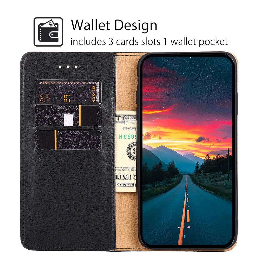 Uniqkart for Samsung Galaxy M54 / F54 5G Leather Wallet Stand Shell Triangle Stitching Line Phone Case - Black