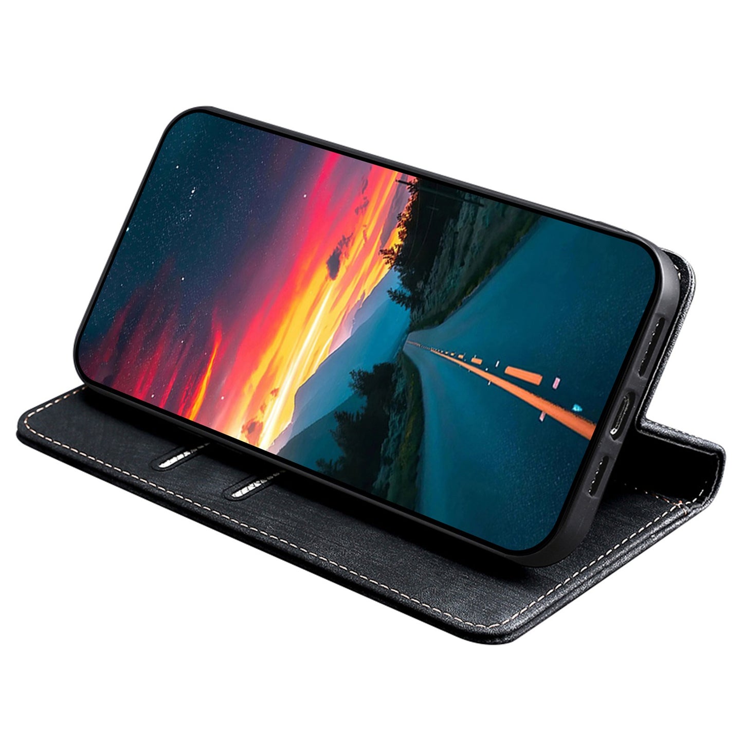 Uniqkart for Samsung Galaxy M54 5G / F54 5G RFID Blocking Wallet Phone Case Leather Stand Anti-drop Cover - Black