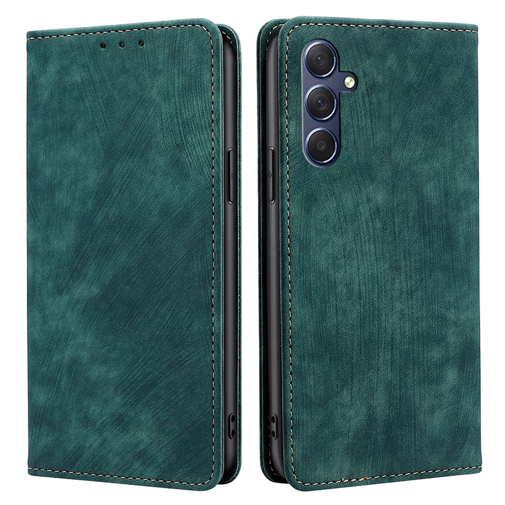 Uniqkart for Samsung Galaxy M54 5G / F54 5G RFID Blocking Wallet Phone Case Leather Stand Anti-drop Cover - Green