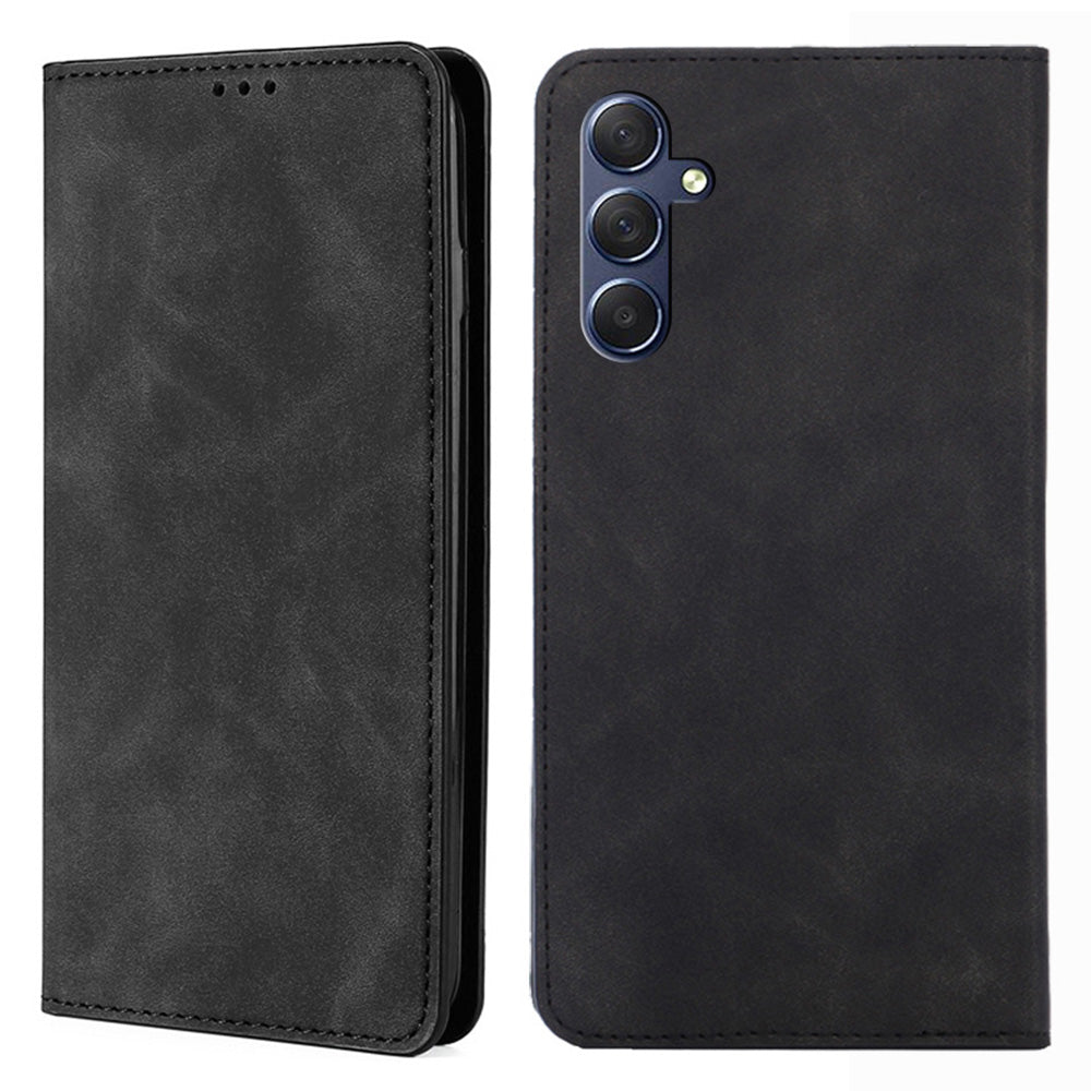 Uniqkart for Samsung Galaxy M54 / F54 5G Card Holder PU Leather Cover Skin-touch Flip Stand Phone Case - Black