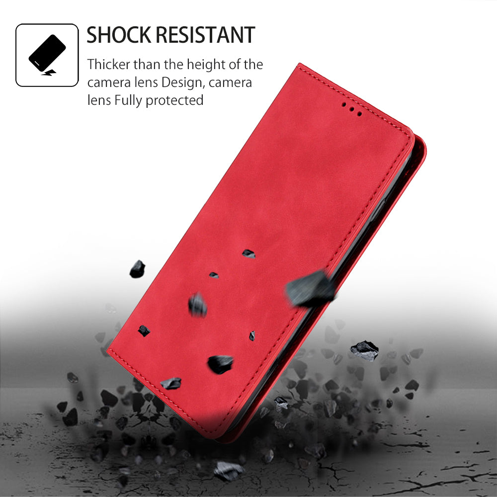Uniqkart for Samsung Galaxy M54 / F54 5G Card Holder PU Leather Cover Skin-touch Flip Stand Phone Case - Red