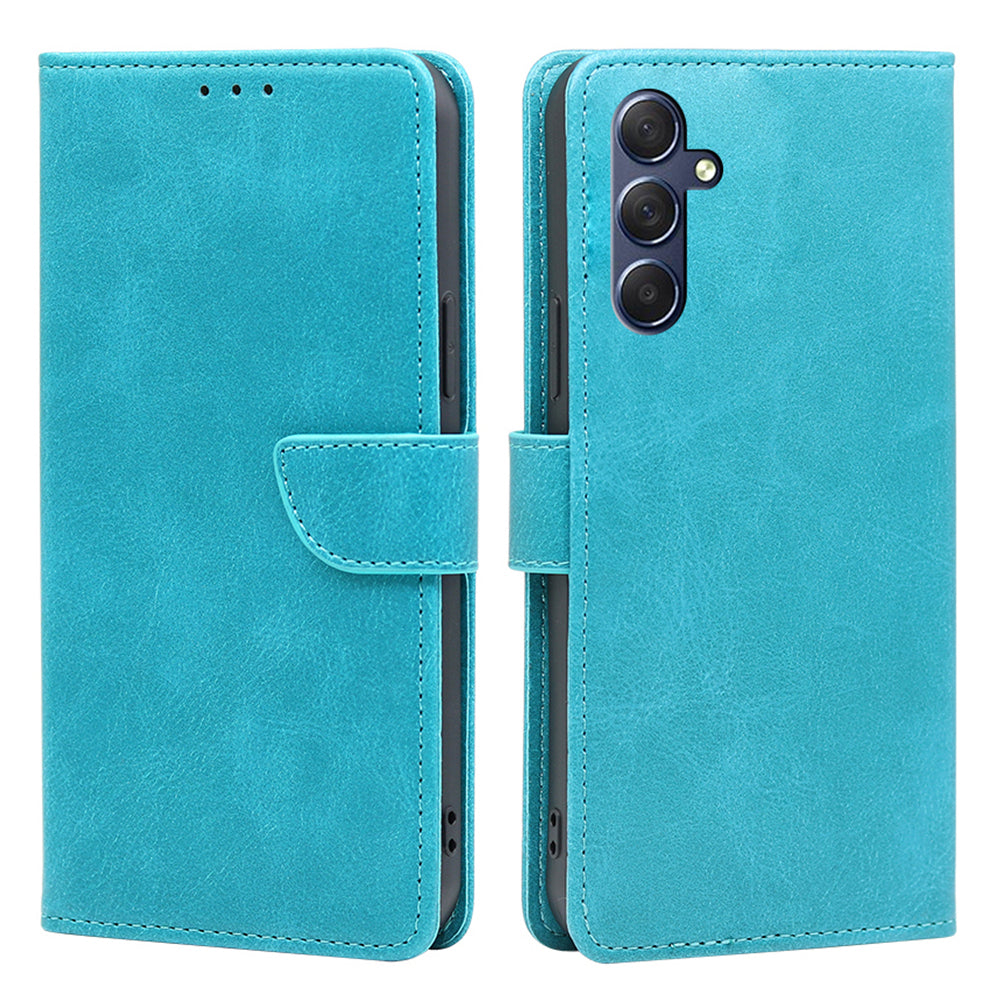 Uniqkart for Samsung Galaxy M54 / F54 5G Calf Texture Wallet Phone Case PU Leather Stand Cover - Baby Blue