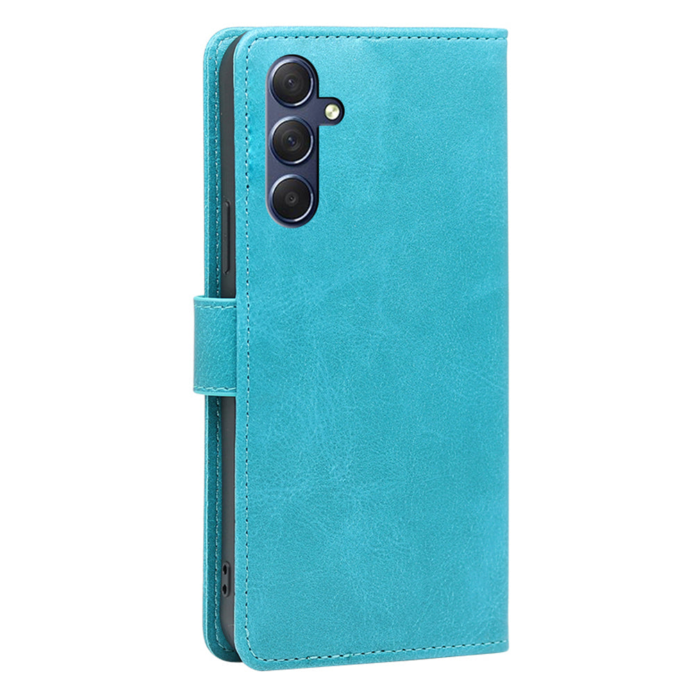 Uniqkart for Samsung Galaxy M54 / F54 5G Calf Texture Wallet Phone Case PU Leather Stand Cover - Baby Blue