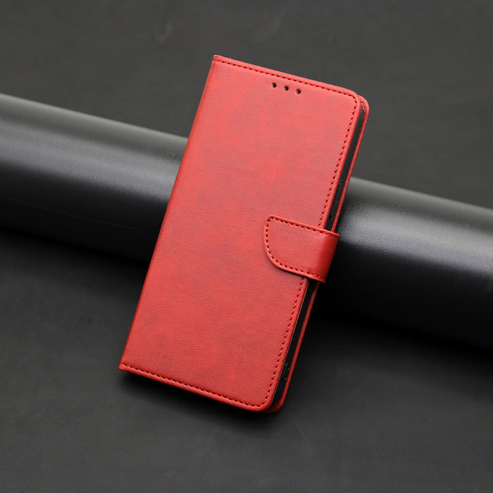 Uniqkart for Samsung Galaxy M54 / F54 5G Calf Texture Wallet Phone Case PU Leather Stand Cover - Red