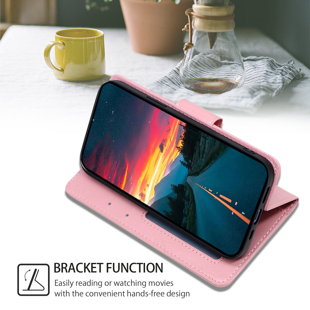 Uniqkart for Samsung Galaxy M54 5G / F54 5G Phone Case Textured Wallet Stand Strong Magnetic Closure PU Leather Cover - Pink