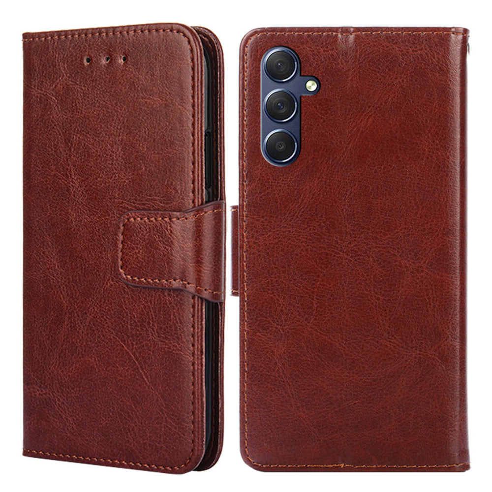 Uniqkart for Samsung Galaxy M54 5G / F54 5G Phone Case Textured Wallet Stand Strong Magnetic Closure PU Leather Cover - Brown