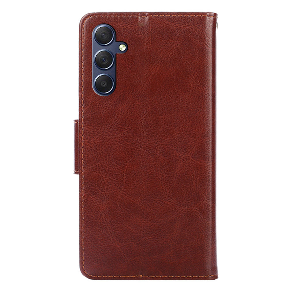 Uniqkart for Samsung Galaxy M54 5G / F54 5G Phone Case Textured Wallet Stand Strong Magnetic Closure PU Leather Cover - Brown