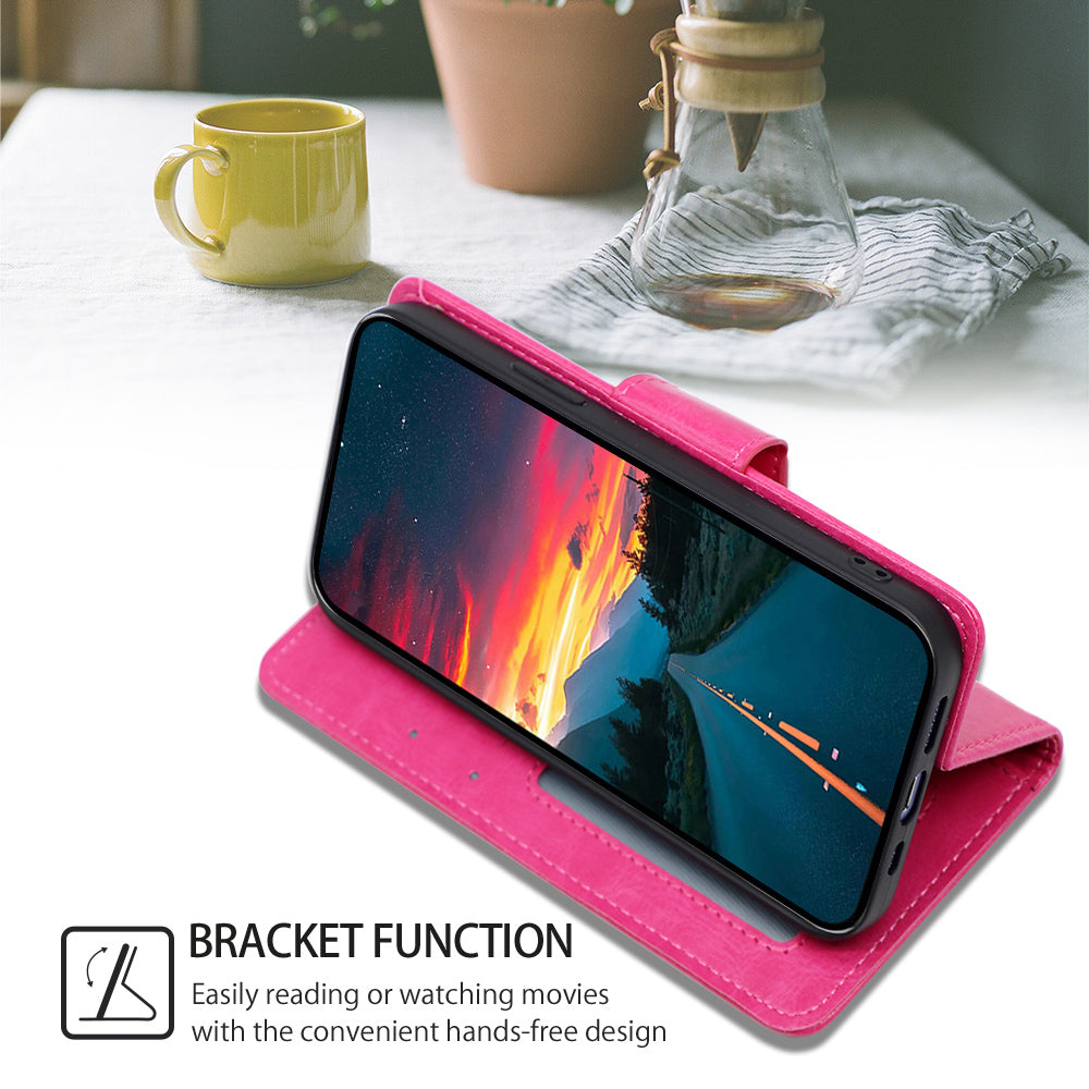 Uniqkart for Samsung Galaxy M54 5G / F54 5G Phone Case Textured Wallet Stand Strong Magnetic Closure PU Leather Cover - Rose