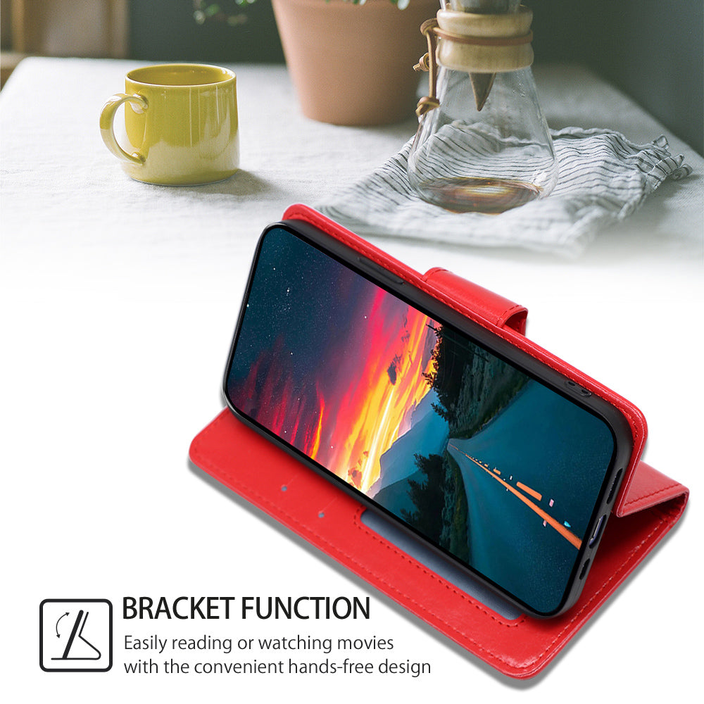 Uniqkart for Samsung Galaxy M54 5G / F54 5G Phone Case Textured Wallet Stand Strong Magnetic Closure PU Leather Cover - Red