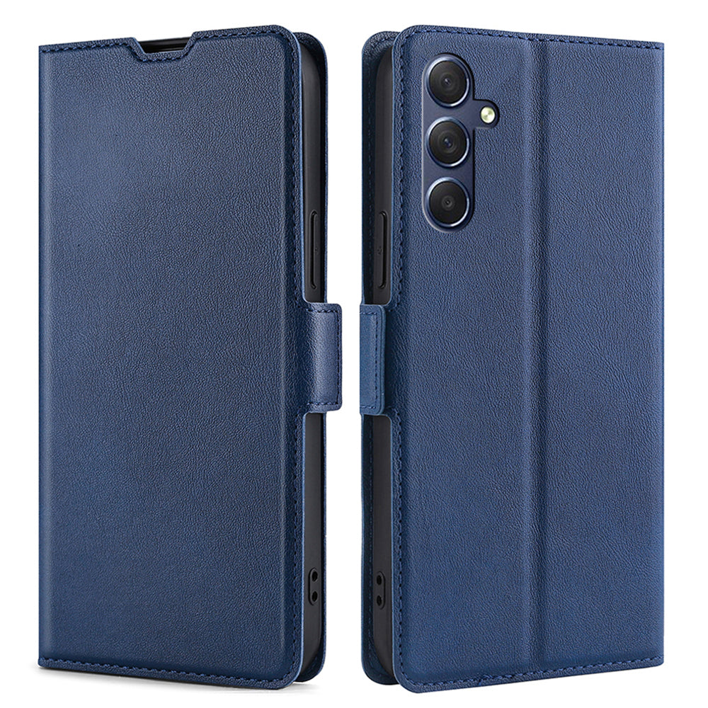 Uniqkart for Samsung Galaxy F54 5G / M54 5G Anti-Scratch Card Slot Phone Case PU Leather Stand Shockproof Cover - Blue