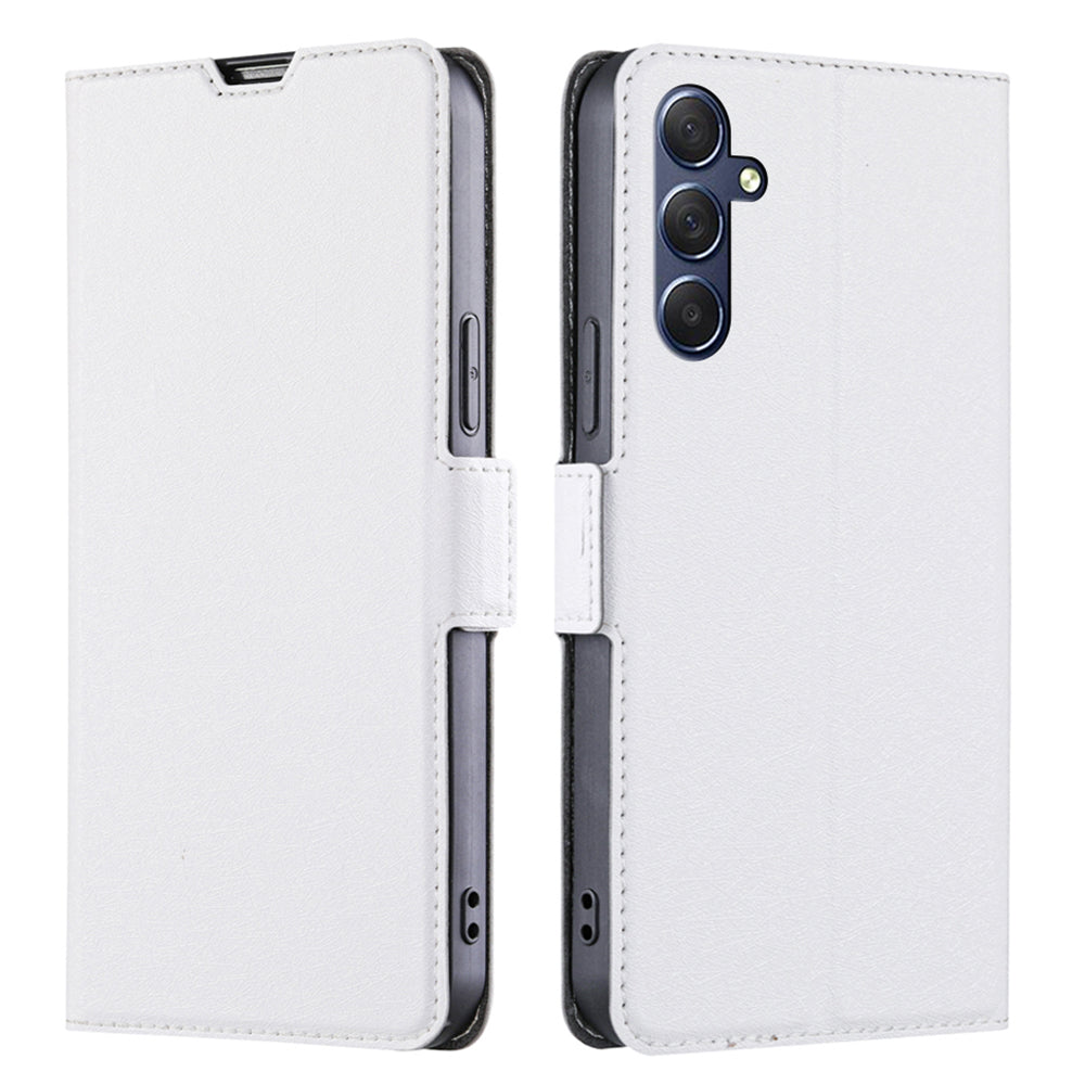 Uniqkart for Samsung Galaxy F54 5G / M54 5G Anti-Scratch Card Slot Phone Case PU Leather Stand Shockproof Cover - White