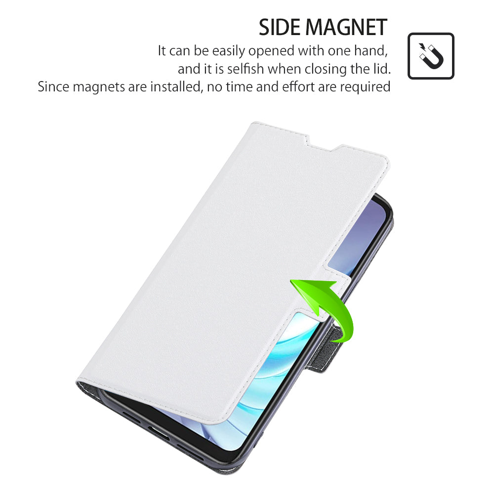 Uniqkart for Samsung Galaxy F54 5G / M54 5G Anti-Scratch Card Slot Phone Case PU Leather Stand Shockproof Cover - White
