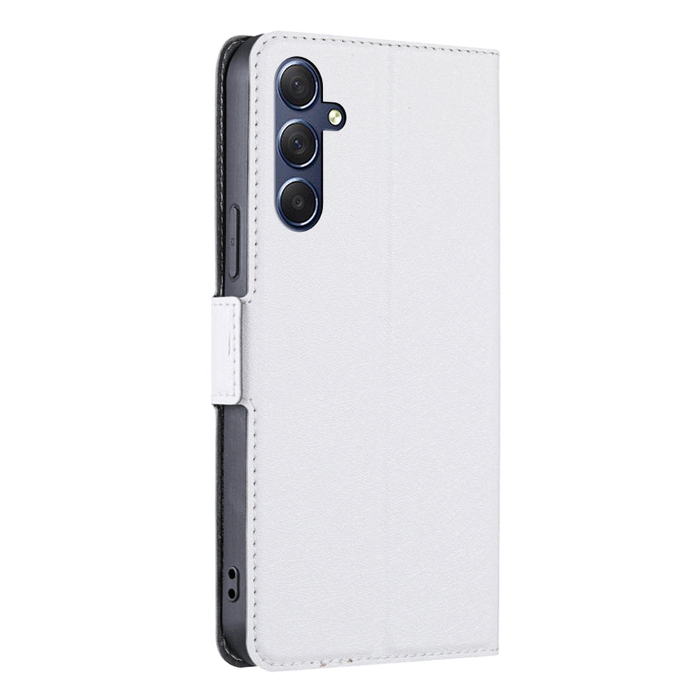 Uniqkart for Samsung Galaxy F54 5G / M54 5G Anti-Scratch Card Slot Phone Case PU Leather Stand Shockproof Cover - White