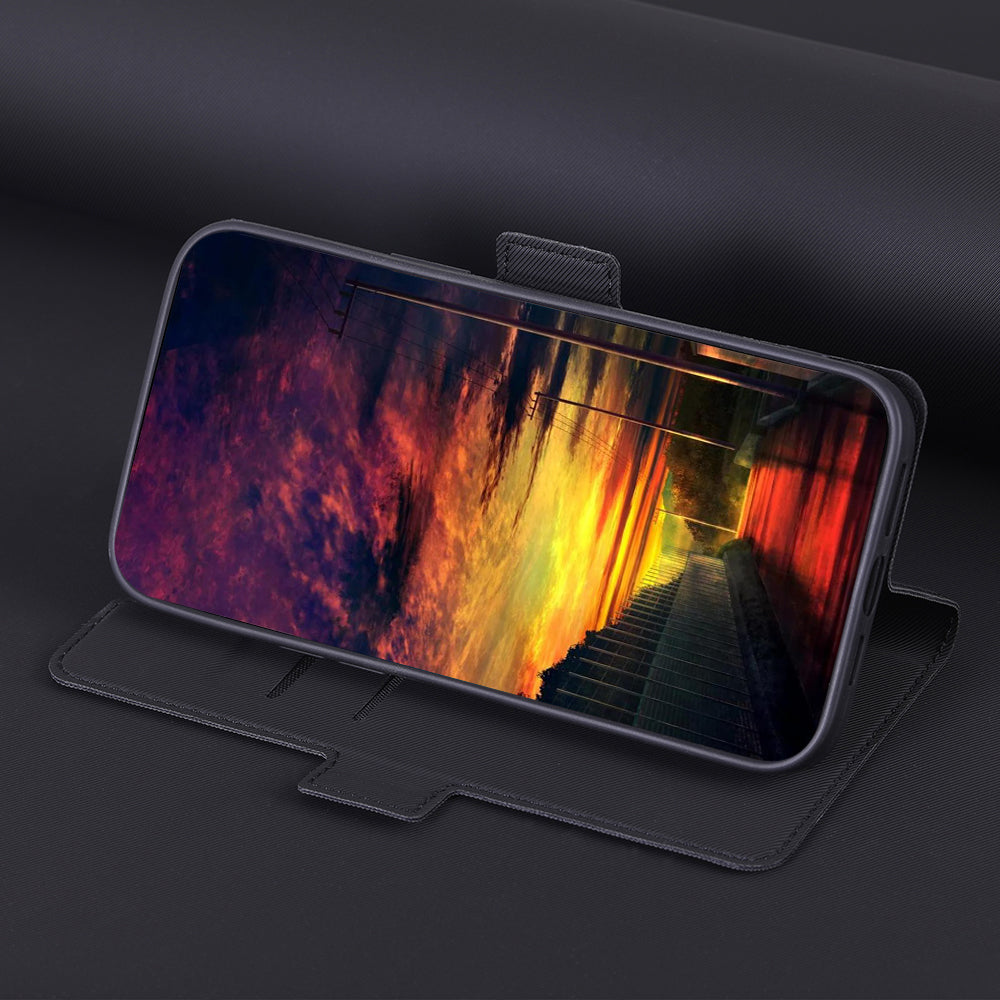 Uniqkart for Samsung Galaxy M54 5G / F54 5G Twill Texture Phone Cover Stand Magnetic Closure Card Slot PU Leather Case - Black