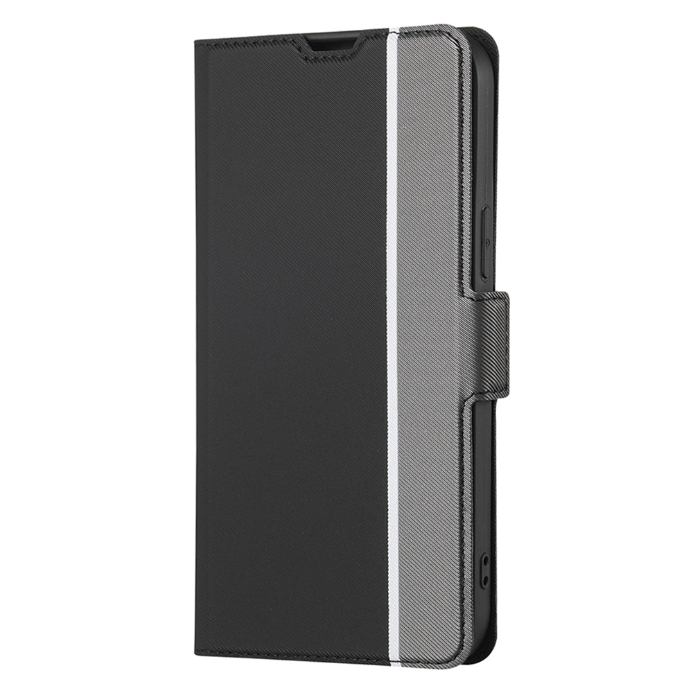 Uniqkart for Samsung Galaxy M54 5G / F54 5G Twill Texture Phone Cover Stand Magnetic Closure Card Slot PU Leather Case - Black