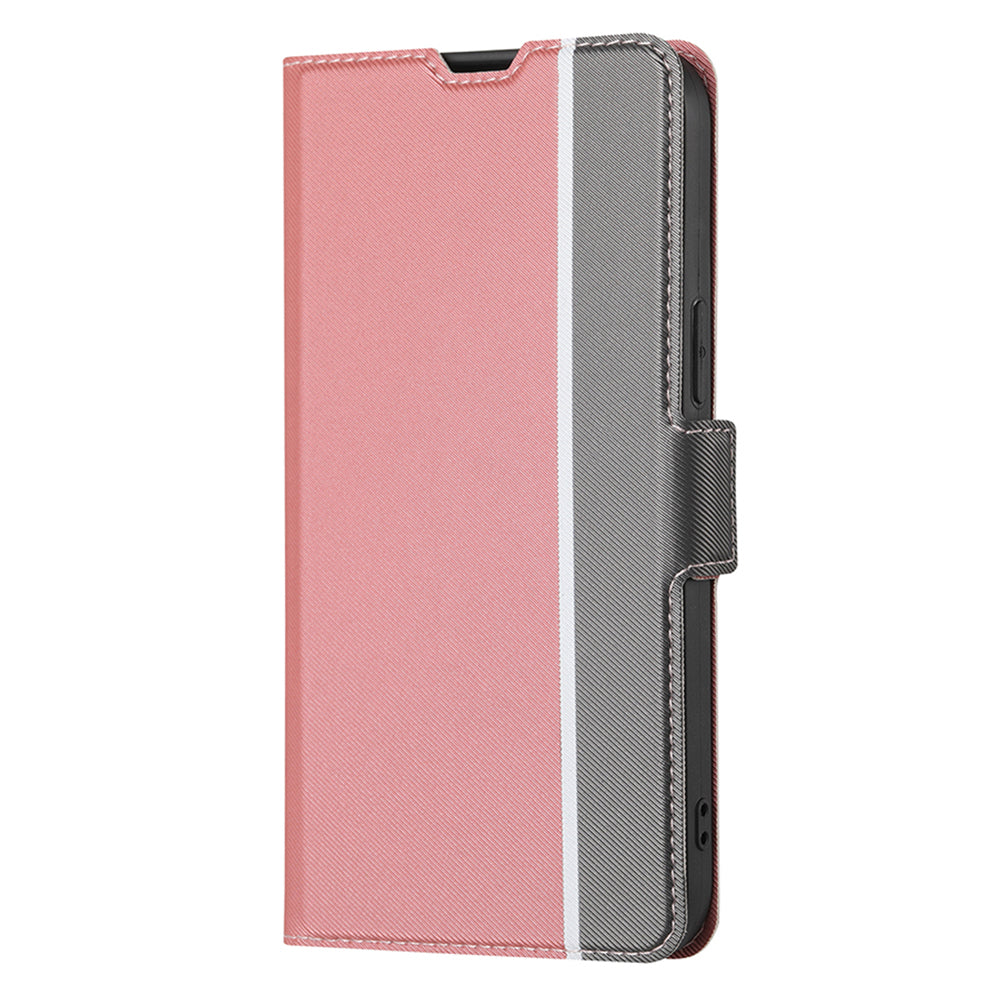 Uniqkart for Samsung Galaxy M54 5G / F54 5G Twill Texture Phone Cover Stand Magnetic Closure Card Slot PU Leather Case - Pink