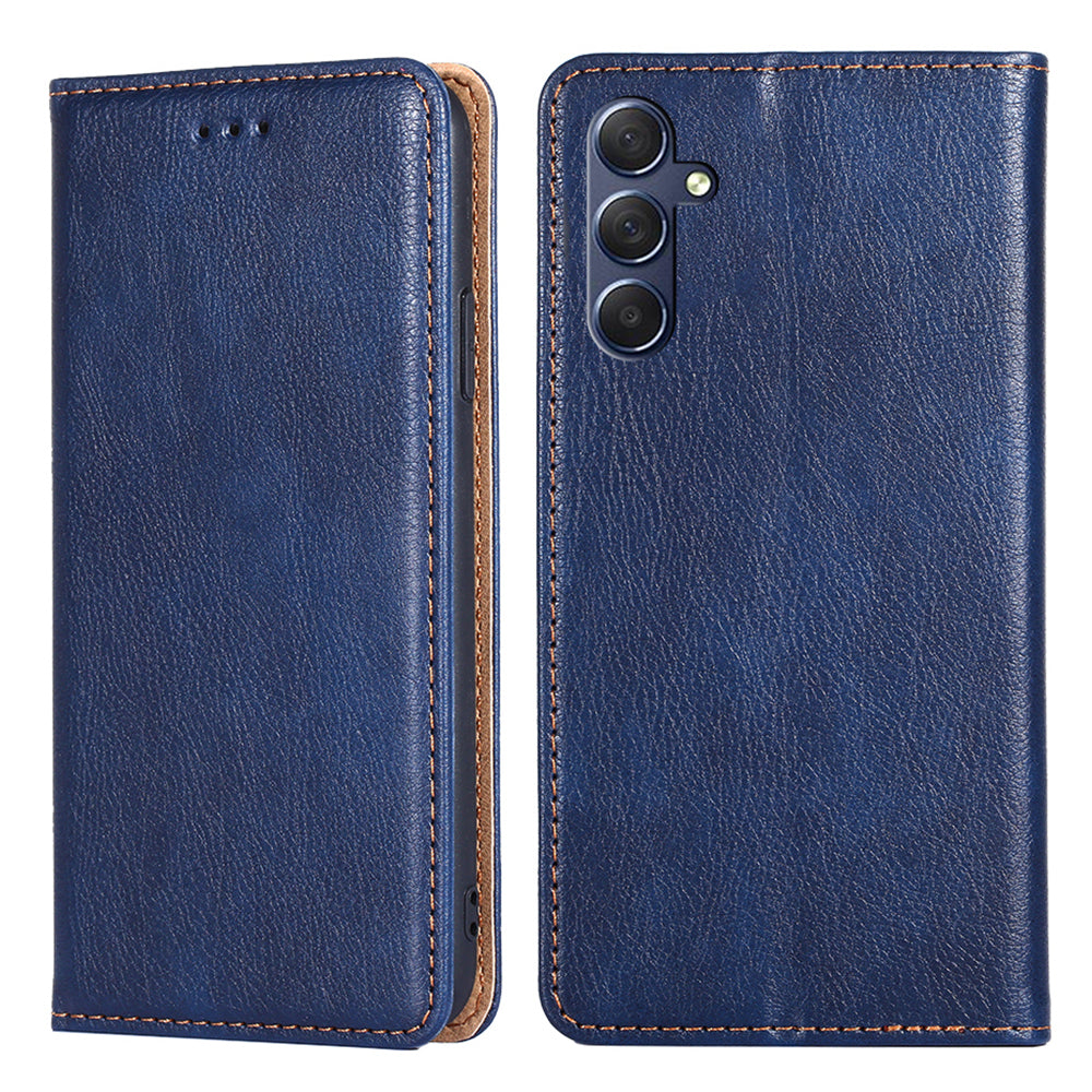 Uniqkart for Samsung Galaxy M54 / F54 5G Magnetic Closing Phone Case PU Leather Stand Wallet Cover - Blue