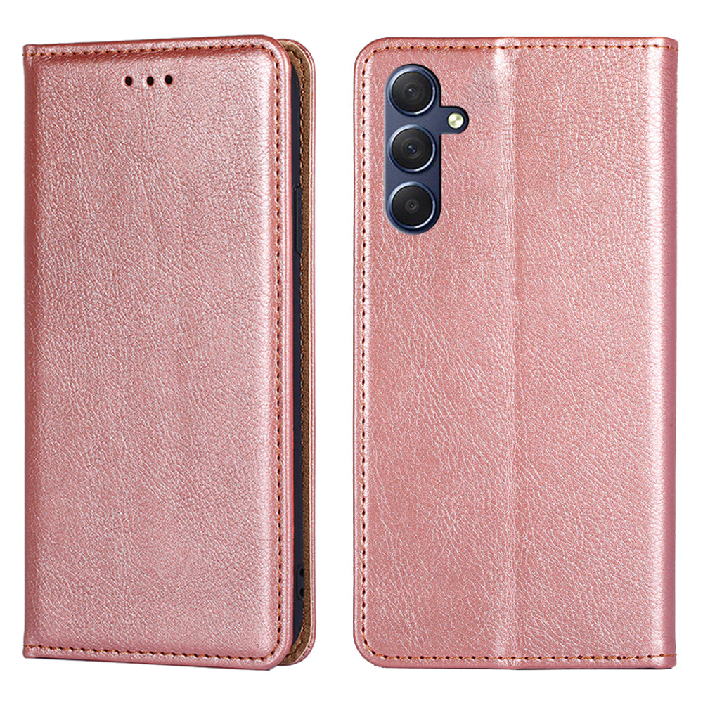 Uniqkart for Samsung Galaxy M54 / F54 5G Magnetic Closing Phone Case PU Leather Stand Wallet Cover - Rose Gold