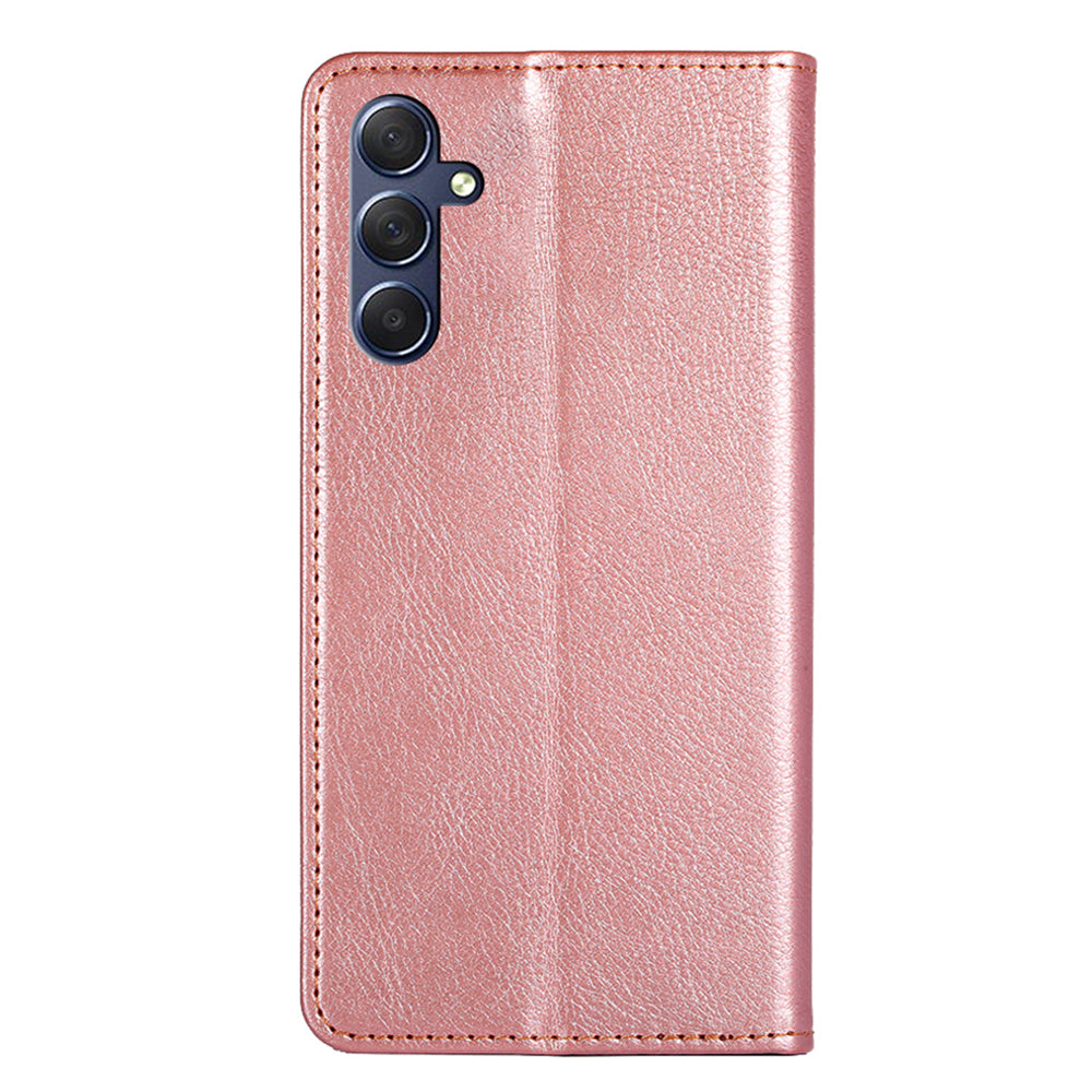 Uniqkart for Samsung Galaxy M54 / F54 5G Magnetic Closing Phone Case PU Leather Stand Wallet Cover - Rose Gold