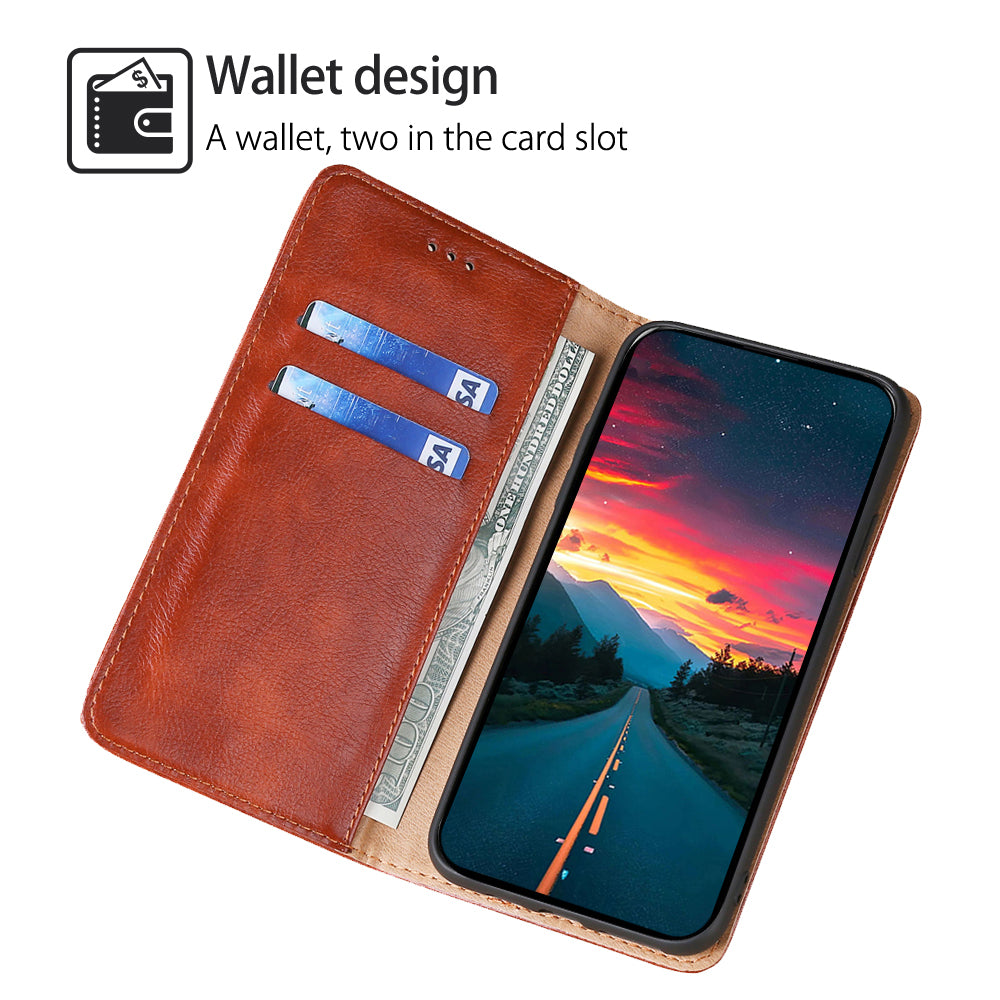Uniqkart for Samsung Galaxy M54 / F54 5G Magnetic Closing Phone Case PU Leather Stand Wallet Cover - Brown