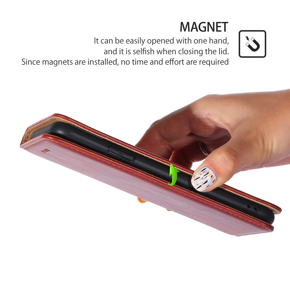 Uniqkart for Samsung Galaxy M54 / F54 5G Magnetic Closing Phone Case PU Leather Stand Wallet Cover - Brown