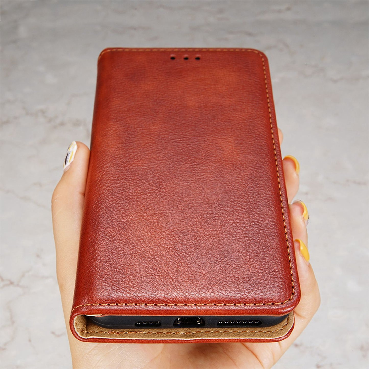 Uniqkart for Samsung Galaxy M54 / F54 5G Magnetic Closing Phone Case PU Leather Stand Wallet Cover - Brown